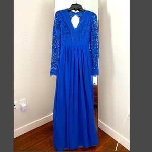 NWT Royal Blue Lace and Chiffon Maxi Dress